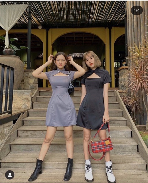 Đầm Trung hoa Haley Dress chất liệu vải phi nhung from chuẩn sau lưng bo chun co giãn thiết kế phần ngực, cổ váy đẹp lạ | BigBuy360 - bigbuy360.vn