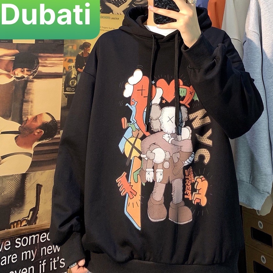 Áo Khoác Hoodie Phối Nón, Áo Nỉ In Họa Tiết Hoạt Hình Kwash Unisex Nam Nữ Thời Trang- DUBATI FASHION