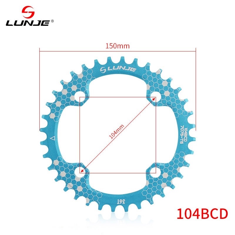 LUNJE 104BCD Single Speed Disk Chainring Mountain Bike Bicycle 104BCD 32T 34T 36T 38T Crankset Tooth Plate Parts mtb Parts