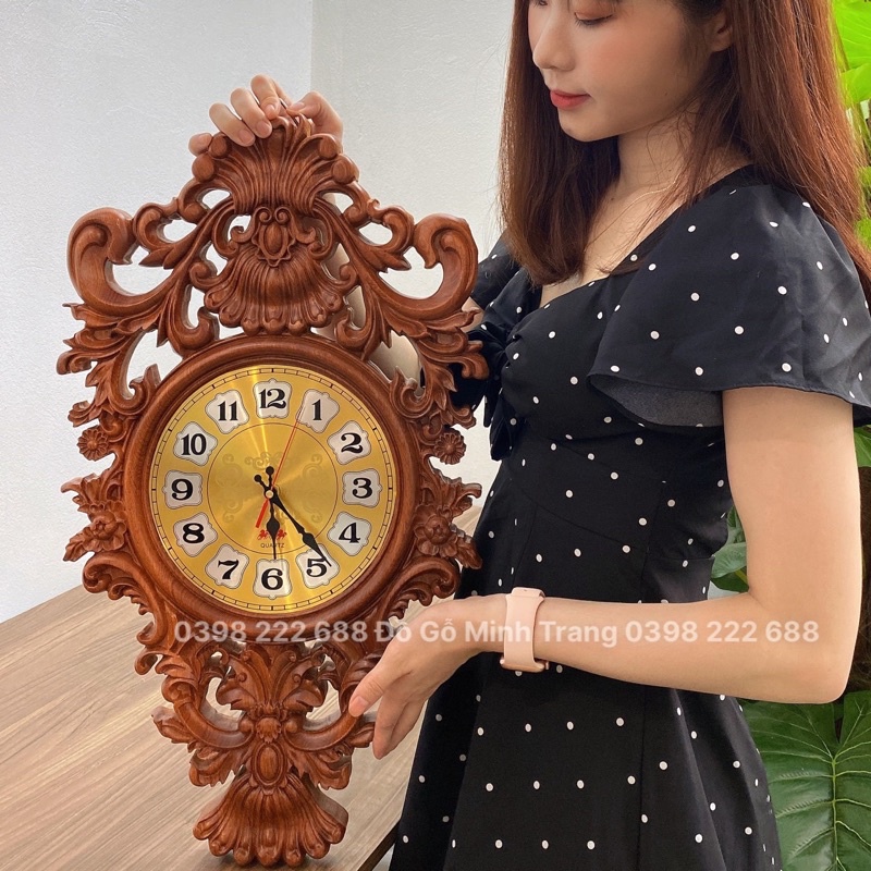 Đồng hồ gỗ, đồng hồ treo tường mẫu Hoa Lan Tây phong cách Châu Âu