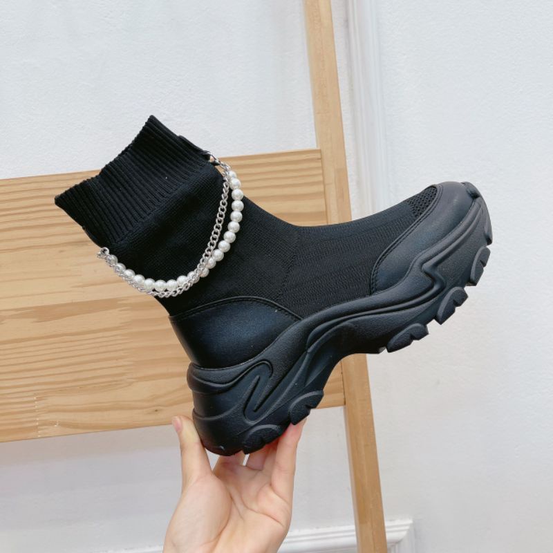 LoC(ẢNH THẬT) Giày Boot Thể Thao Len Chun Xích Ngọc Mềm Êm Fullbox Cao Cấp