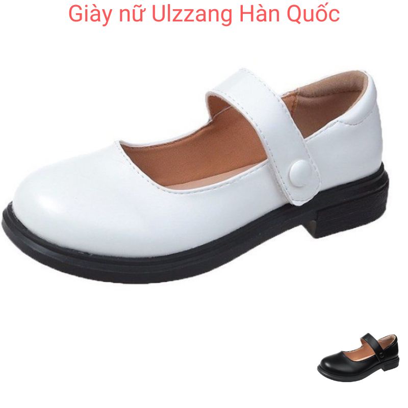Giày ulzzang mary jane KHUY TRÒN 2 màu đen trắng