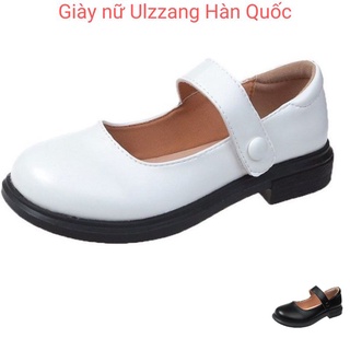 Giày ulzzang mary jane KHUY TRÒN 2 màu đen trắng