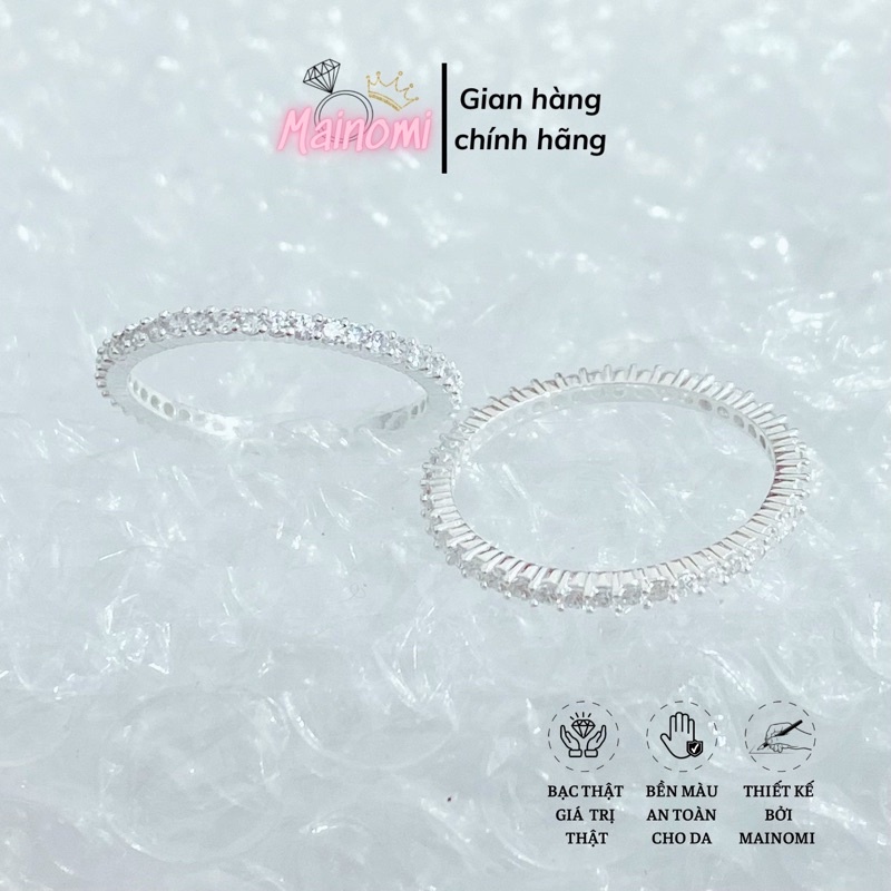 Nhẫn dáng full 1 Hàng đá Bạc ta, nhỏ nhắn xinh xinh gắn đã nhỏ lấp lánh Đẹp mê ly Mainomi Shop Bạc Xinh