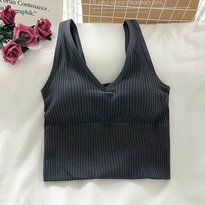 Áo bra tăm cổ chữ V, áo dáng dàng croptop
