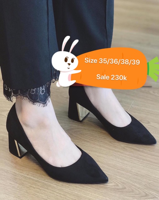 Giày da lộn 5 cm gót trụ sale 280k=>150k, size 39