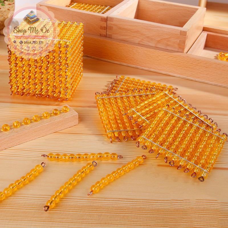 Giáo cụ Montessori - Bộ cườm vàng hệ thập phân (Có sẵn)