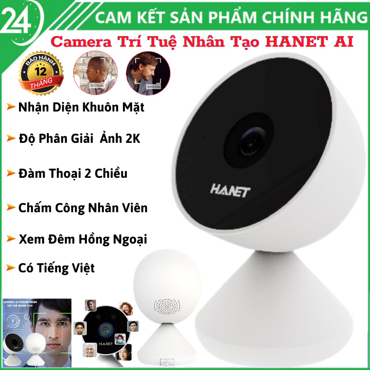 Camera Trí Tuệ Nhân Tạo AI thông minh HANET HA1000 , nhận diện khuôn mặt , chấm công , báo động , ống kính 2K