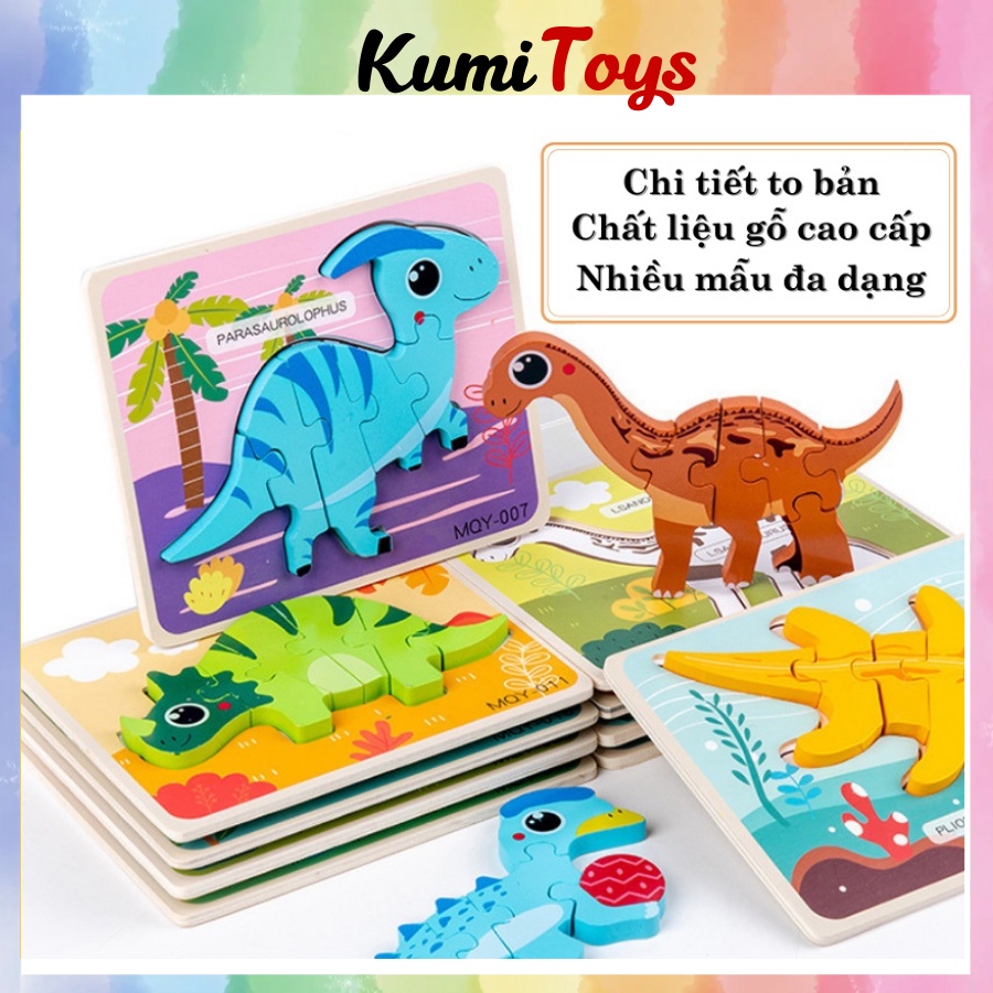 Đồ chơi xếp hình khủng long miếng to loại đẹp cho bé phát triển tư duy Kumi toys