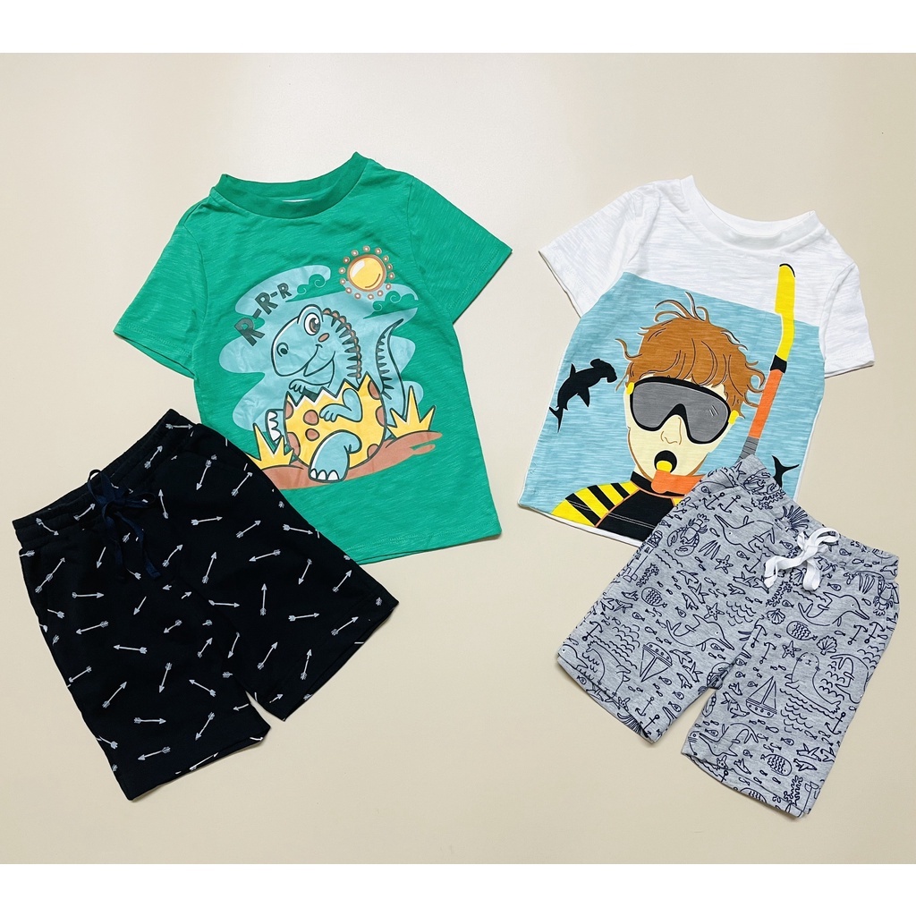 VNXK-SET 1 BỘ HM BÉ TRAI TAY NGẮN IN HỌA TIẾT KHỦNG LONG, LẶN BIỂN SIÊU ĐẸP-MÃ BBT06