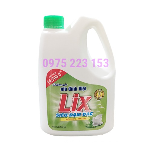 Nước rửa chén Lix trà xanh 1.5kg