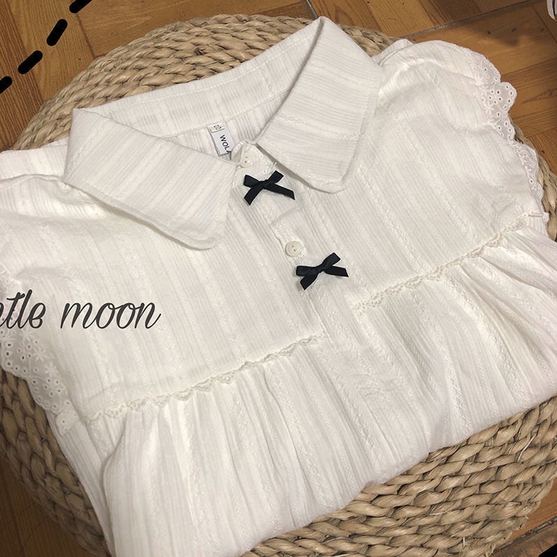 Áo Sơ Mi Trắng Tay Phồng Ngắn Dáng Rộng Thiết Kế Mới Thời Trang Mùa Hè Theo Phong Cách Pháp Cho Nữ