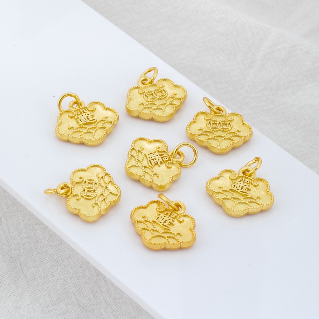 Túi Đồng 18k Mặt Dây Chuyền 13 * 14mm diy Màu Vàng Kim