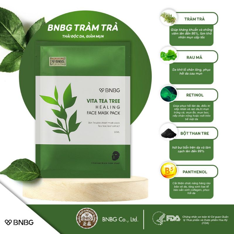 Mặt Nạ Tràm Trà BNBG [Miếng Lẻ] Vita Tea Tree Healing Face Mask