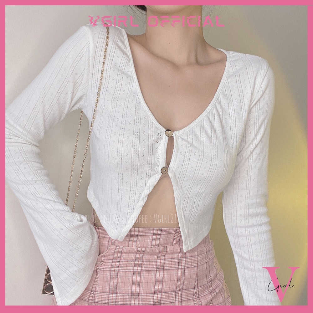 Set áo khoác nữ VGIRL tay dài ống loe kèm áo quây ngang mặc được 2 kiểu [ẢNH ĐỘC QUYỀN]