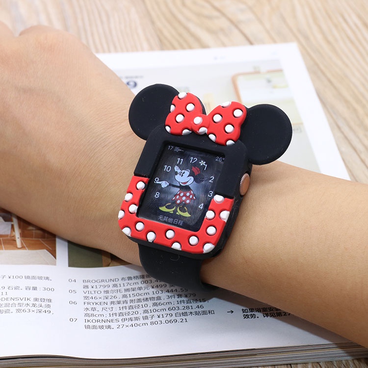 Ốp Bảo Vệ Bằng Silicone Hình Mickey / Chấm Bi Hoạt Hình Cho IWatch 8 7 SE 6 5 4 3 2 1 38mm 40mm 41mm 42mm 44mm 45mm