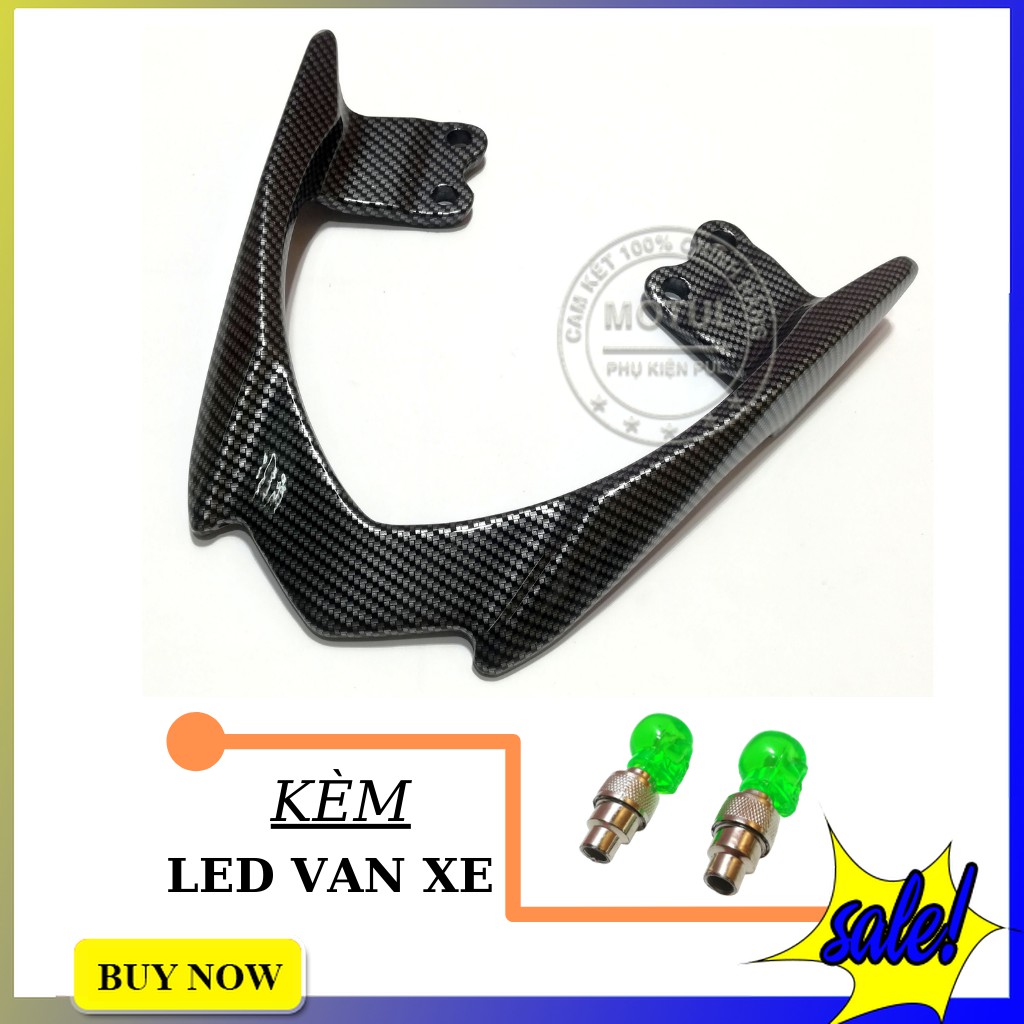 Cảng sau Exciter 150 sắt mạ màu cacbon thay thế tay dắt zin kèm cặp đèn led gắn van xe màu mẫu ngẫu nhiên
