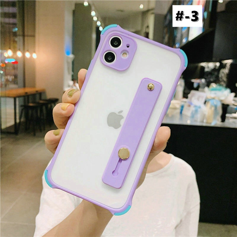 iPhone X Xr Xs 11 12 Mini Pro Max 5s SE 2020 6 6s 7 8 Plus Dây đeo tay màu Ốp lưng chống rơi điện thoại di động Màu tím Màu xám