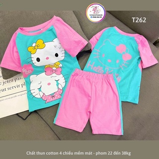 - Bộ lửng ngố đùi cho bé gái thun cotton - Bộ quần áo bé gái T263