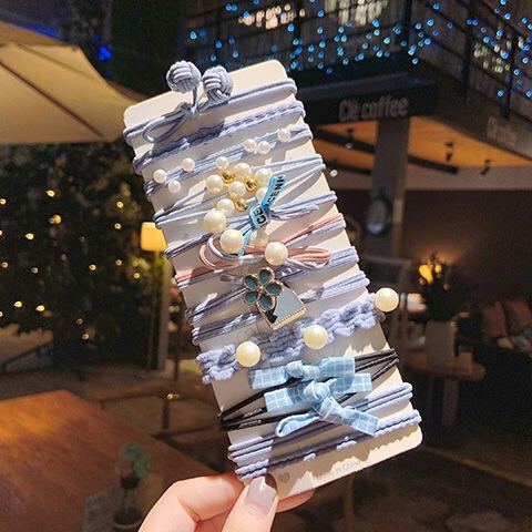 Hộp cột tóc 25 chi tiết, buộc tóc thời trang đính ngọc trai