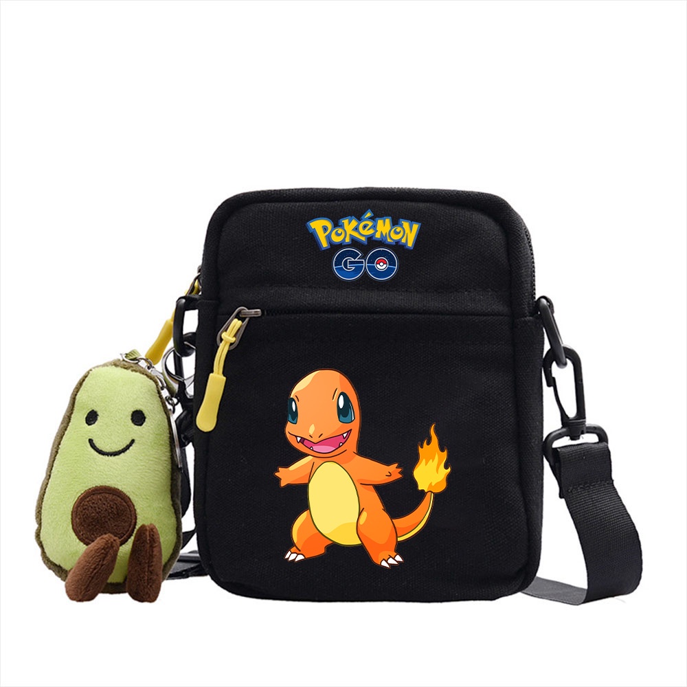 Túi Đeo Chéo Vuông Nhỏ In Hình Pikachu Pokemon Cho Nam Nữ