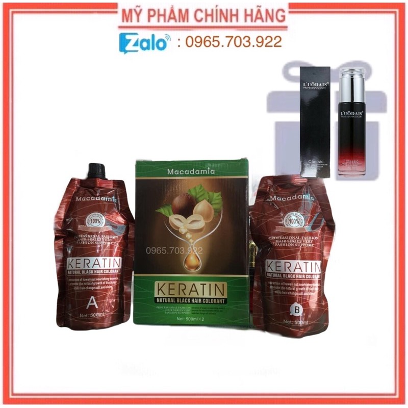 [ Tặng Tinh Dầu ] Nhuộm Đen Không Dính Da Đầu Chiết Xuất Từ Quả Hạt Macadamia 500ml X 2