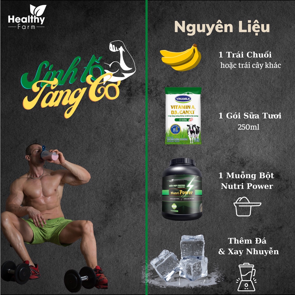 Bột whey, whey protein thực vật Protein Mix Nutri Power 3kg, tăng cân, tăng cơ, giảm mỡ