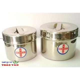 Hộp tròn đựng bông cồn y tế inox