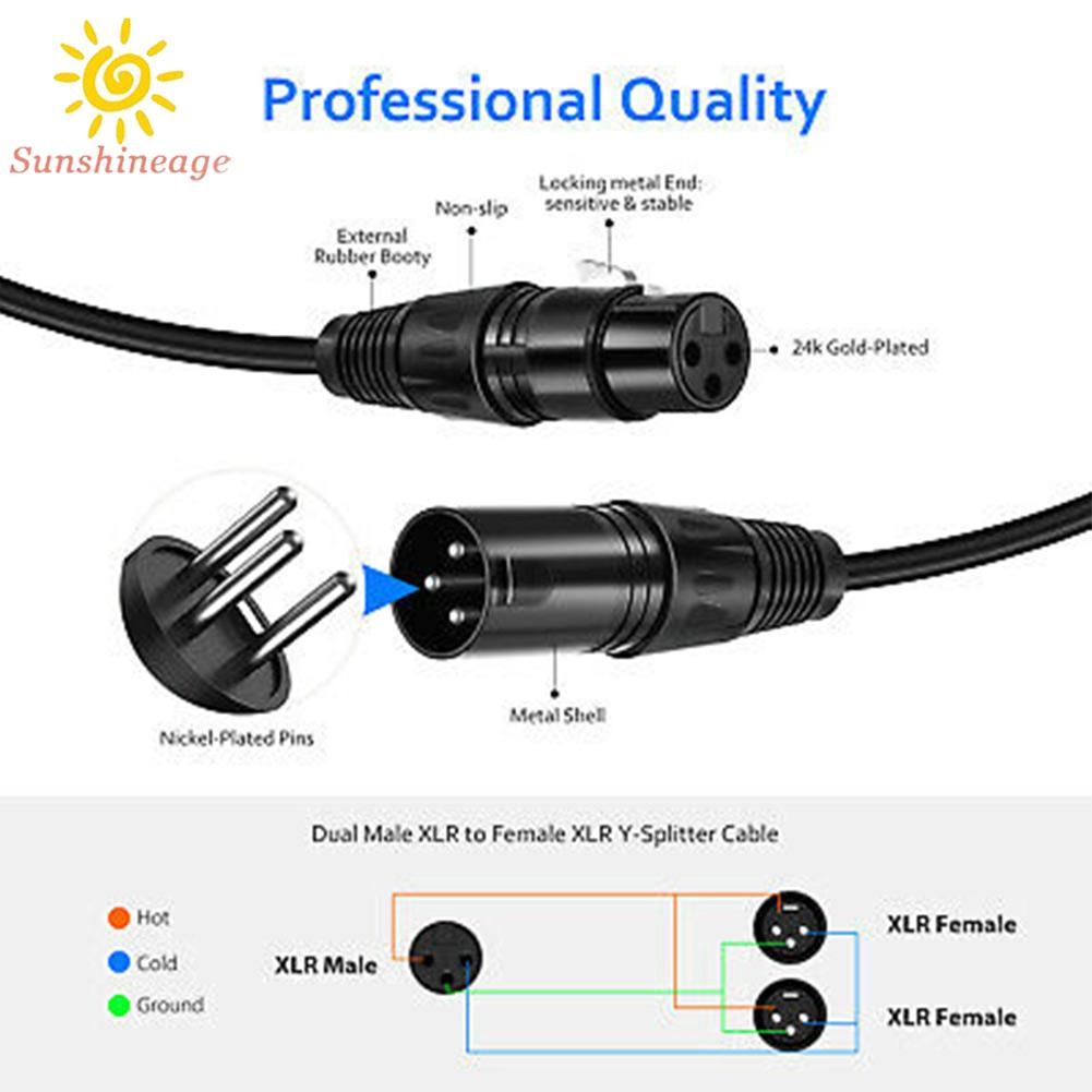 SUNAGE- ~3 Pin XLR Female to Dual XLR Male Microphone Cable Y Splitter Audio Cord 30cm【SUNAGE-HOT Fashion】