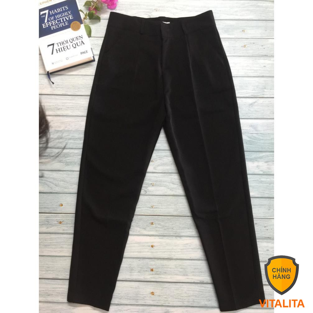 Quần Baggy nữ chất vải tuyết mưa dày dặn màu Đen / Trắng / Xanh than - Kiểu dáng quần tây Baggy lưng cao cực dễ phối đồ | BigBuy360 - bigbuy360.vn