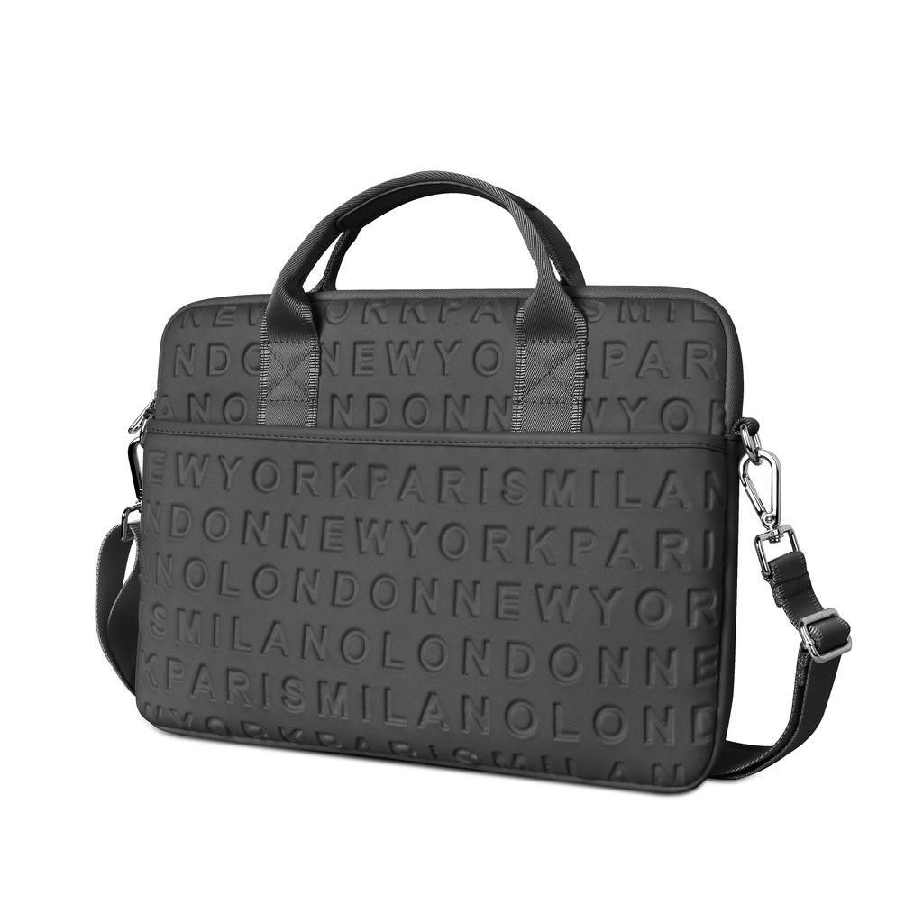 Túi Wiwu Cosmo Slim Case dành cho Laptop/Ultrabook họa tiết khắc nổi chữ cái Alphabet cực độc đáo - Hàng Chính Hãng