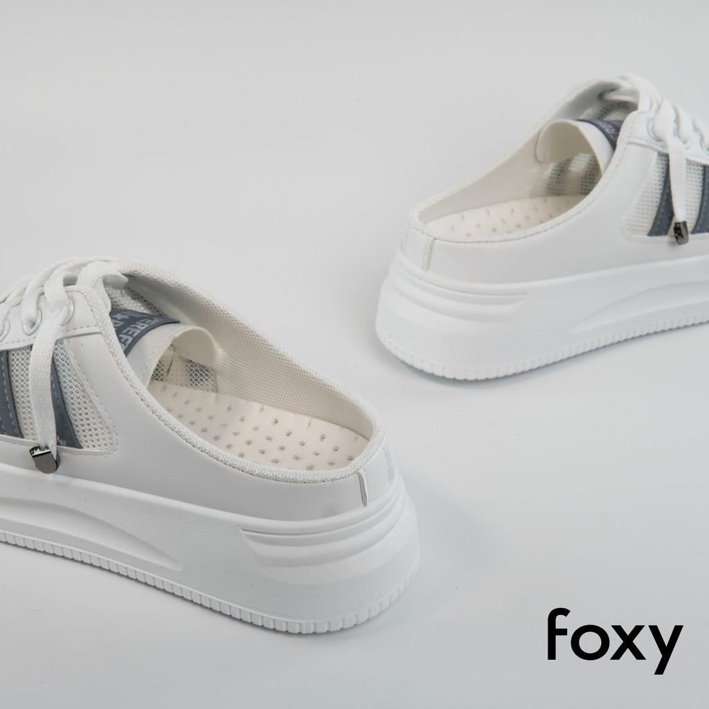 Giày Sục Thể Thao Nữ FOXY Dáng Sục Mule Hở Gót Basic Màu Trắng Đế Cao - FOX010