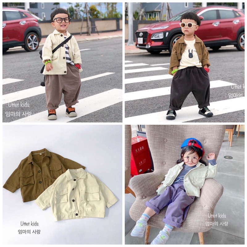 ÁO KHOÁC KAKI  HÀN QUỐC 963 DÀNH CHO BÉ GÁI VÀ BÉ TRAI SIZE 80 ĐÊN 120 DÀNH CHO BÉ TỪ 1 TUỔI ĐẾN HƠN 5 TUỔI