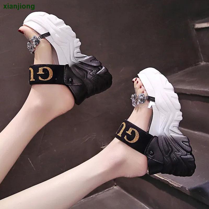 Dép Sandal Đế Xuồng Dày Dặn Đính Đá Thời Trang Quyến Rũ Cho Nữ