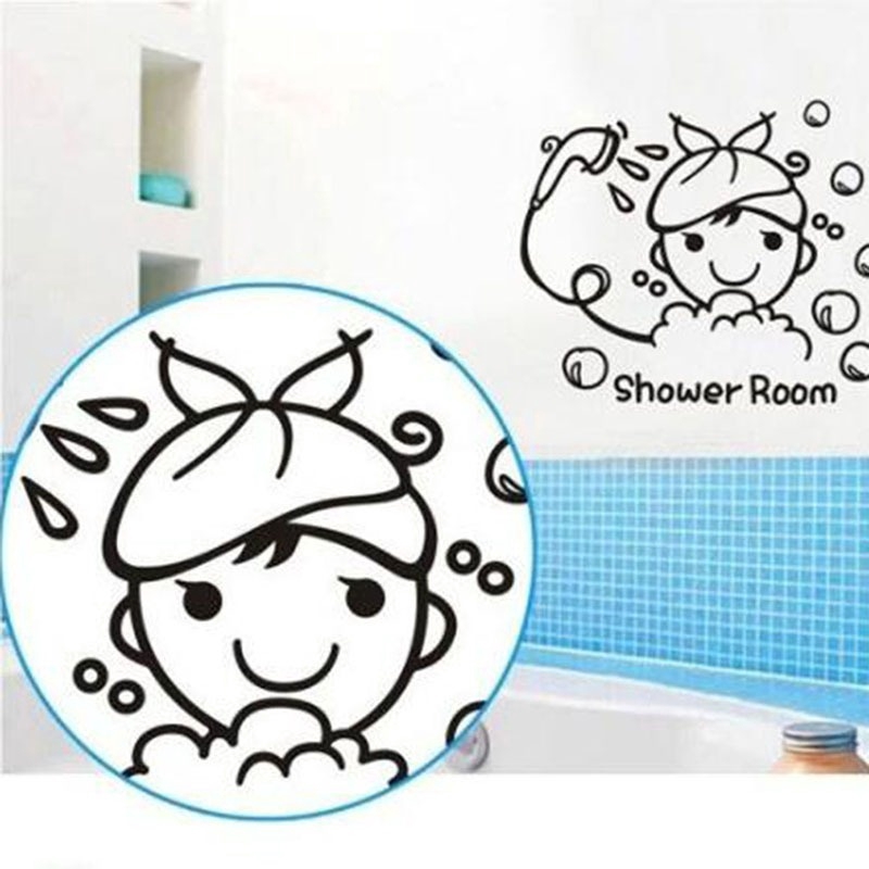 Sticker dán trang trí tường nhà tắm có thể tháo rời đáng yêu