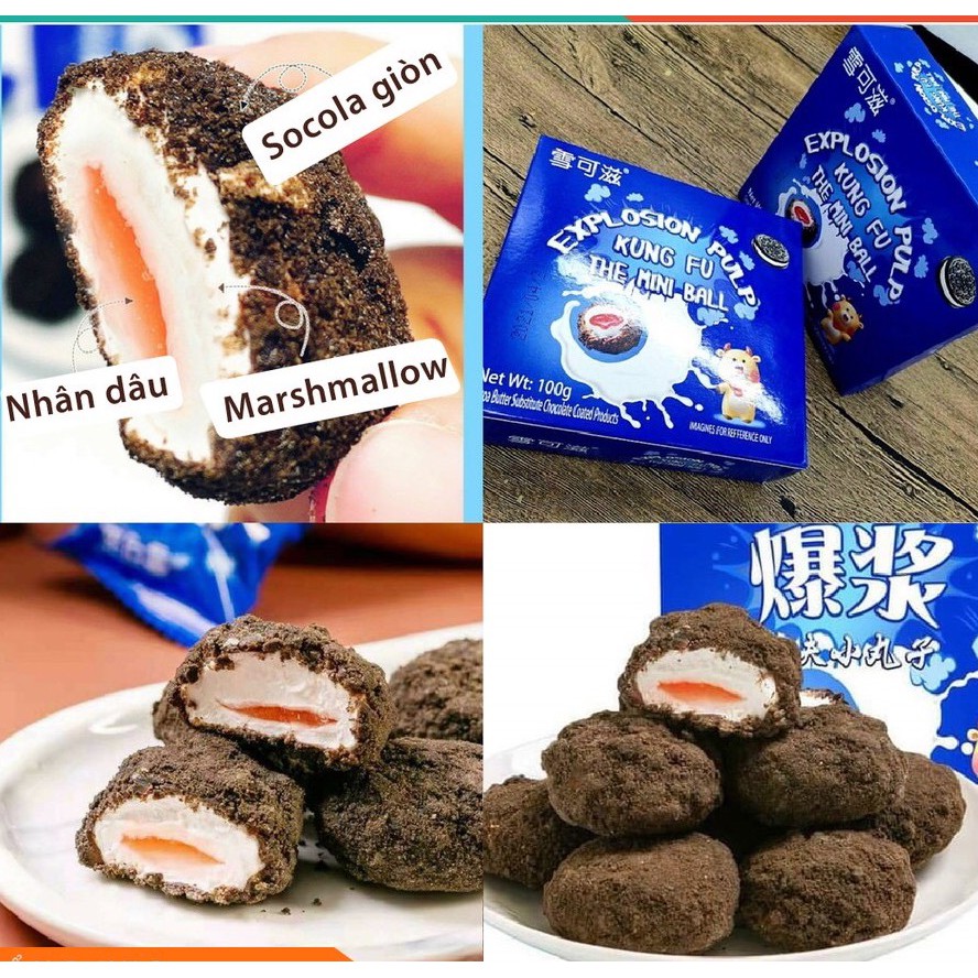 Kẹo Marshmallow Phủ Oreo Nhân Dâu KungFu 100gram- Mèo Ăn Vặt | BigBuy360 - bigbuy360.vn