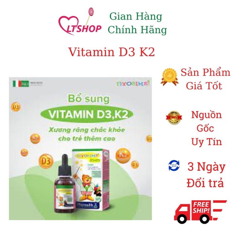 Fitobimbi D3+K2.Bổ Sung Vitamin D3K2 Giúp Hấp Thụ Canxi Vào Xương Răng Chắc Khỏe