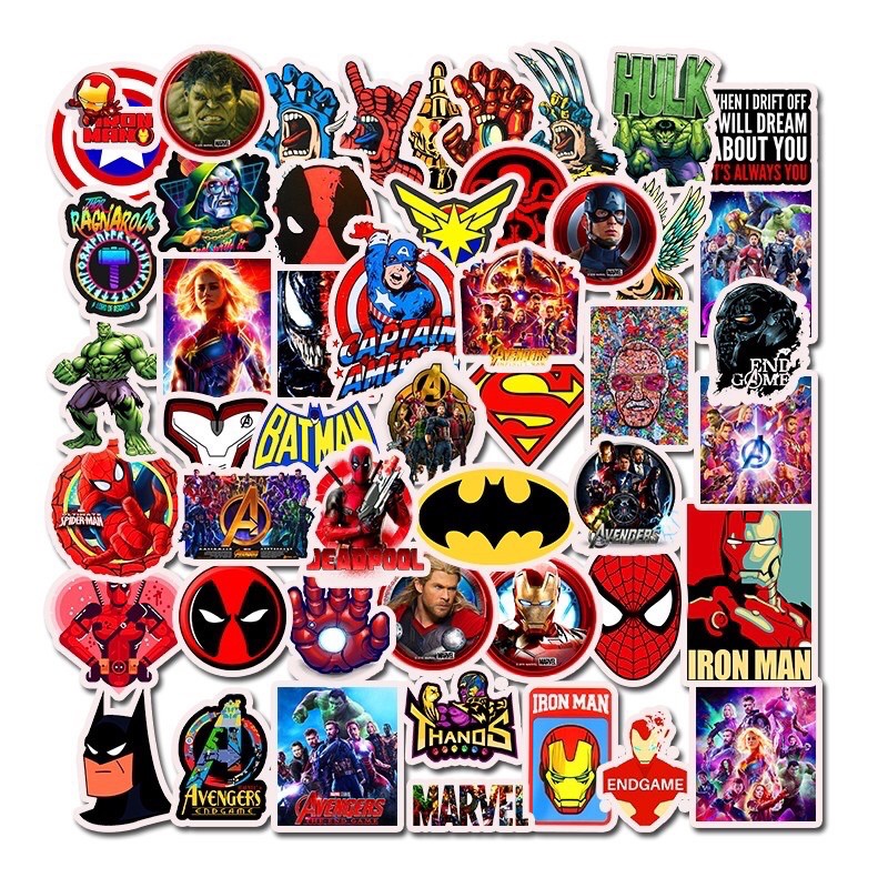 Bộ 50 stickers dán Marvel