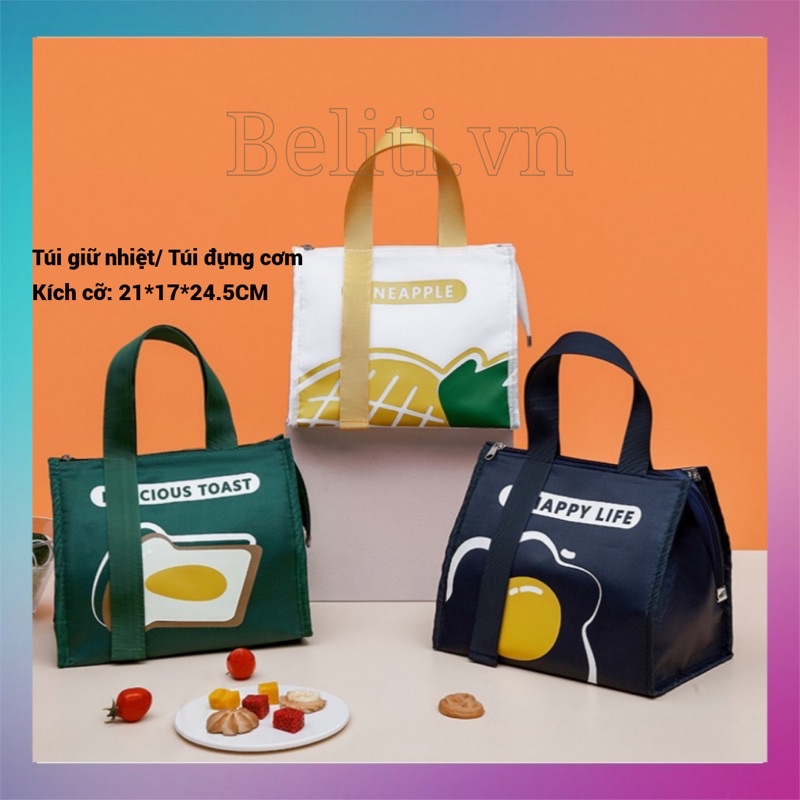 Túi Đựng Hộp Cơm Giữ Nhiệt Văn Phòng Vải Oxford B97 Chống Thấm Nước Hoạt Hình Cao Cấp