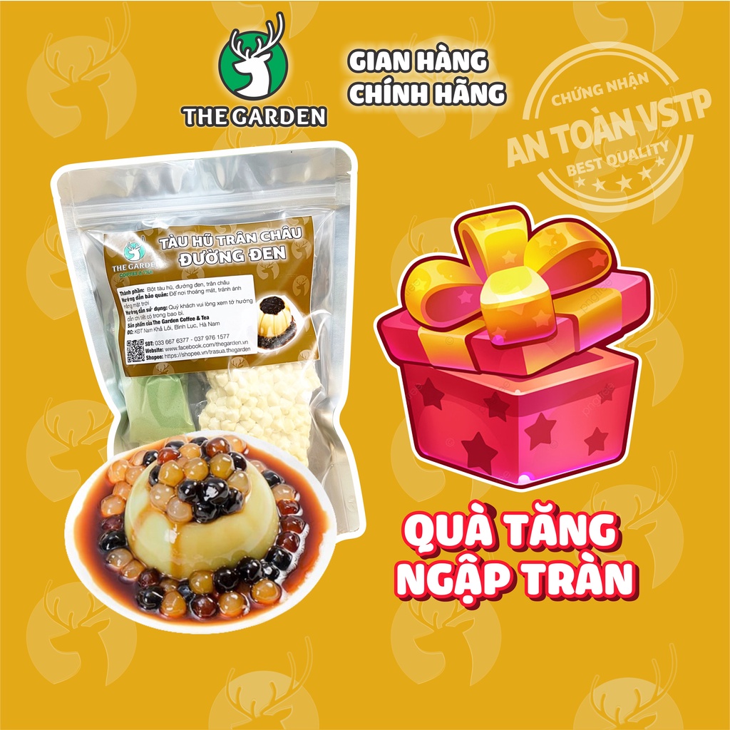 Set tàu hũ trân châu đường đen THE GARDEN, nguyên liệu nấu tàu hủ 20 Ly