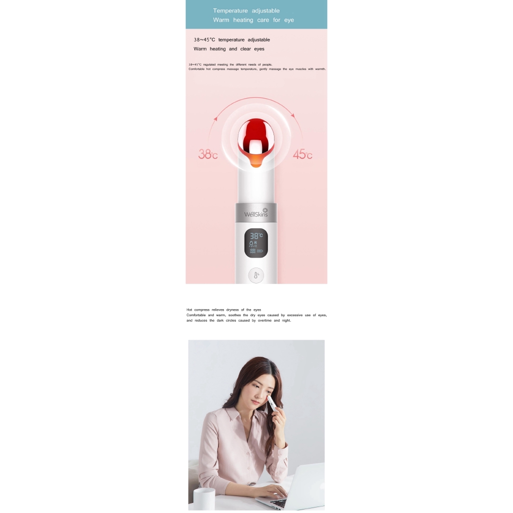 Xiaomi Youpin Eye Lip Massager Anti-Aging Portable Light Therapy Adjustable USB Temperature Rechargeable LED Screen Eye Care 3 Gears Vibration Massager