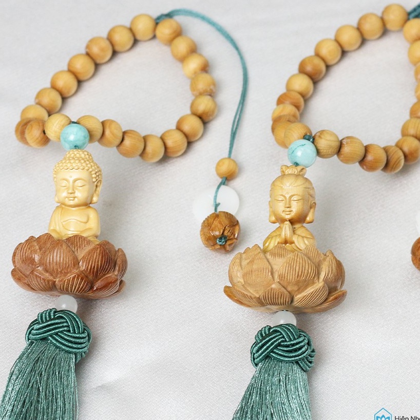 Dây treo xe ô tô phong thủy hình Phật gỗ - Dây treo xe Phật Quan Âm bình an, may mắn - Hiên Nhà