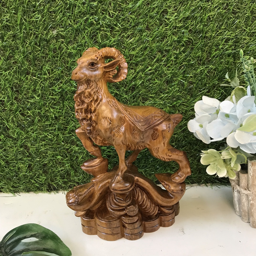 Dê đứng thỏi vàng cao 20cm gỗ bách xanh thơm, hương đá nam phi