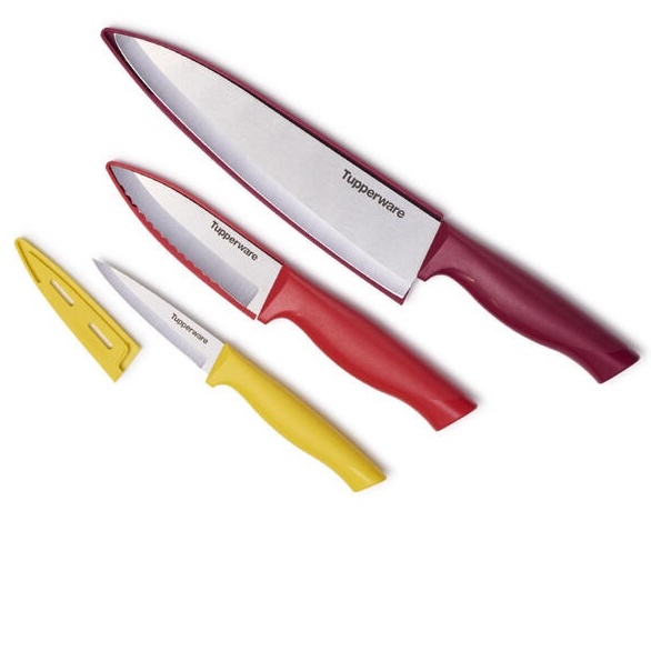 Bộ dao Tupperware Essential 5 món - Lưỡi dao bằng thép không gỉ - Có vỏ bọc riêng từng dao