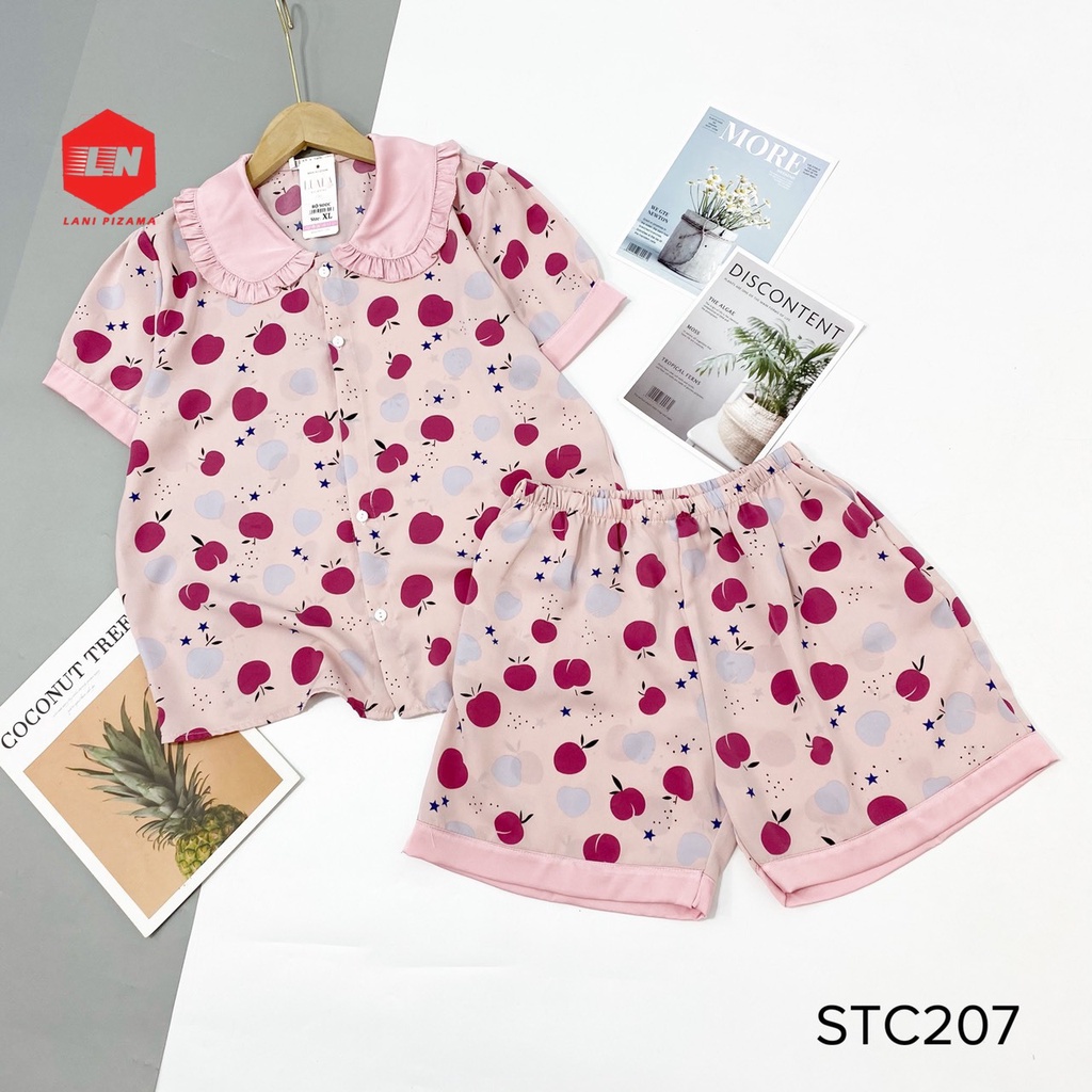 Đồ Ngủ Áo Cộc Quần Đùi Siêu Xinh, PIJAMA Lụa Mango Mát Mềm