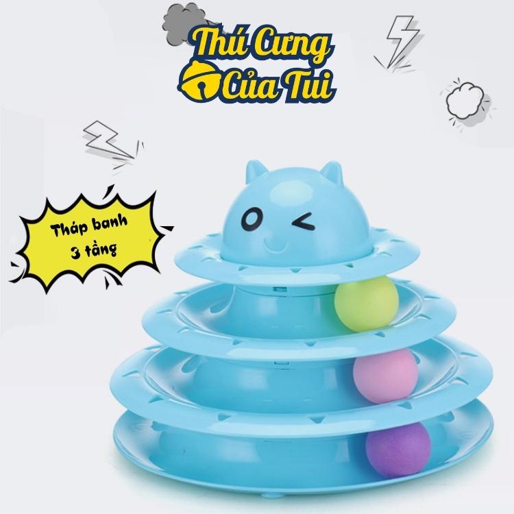 Đồ chơi tháp banh 3 tầng hình thú cho mèo vờn - Thú cưng của tui