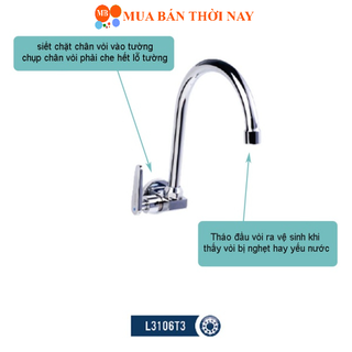 Vòi rửa chén Lạnh gắn tường Luxta L3106T3, Chính hãng bảo hành 03 năm