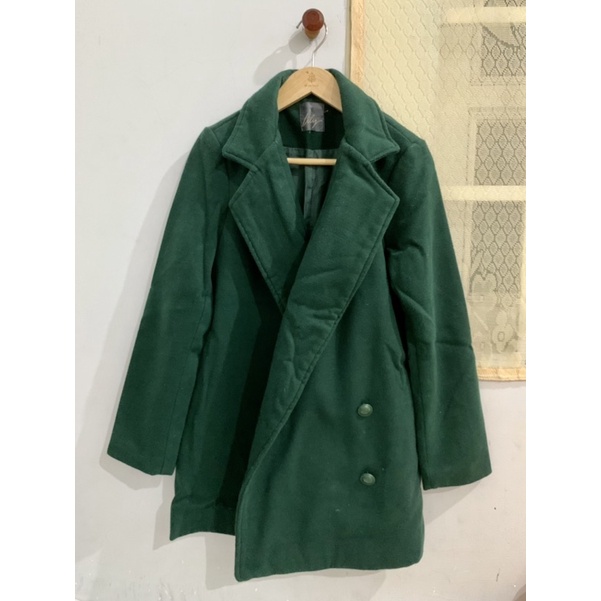 Áo khoác dạ 2 nút màu xanh rất hot 2hand