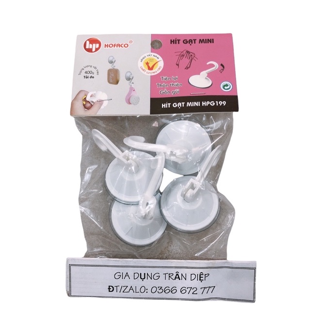 Combo 4 móc và gạt hít kiếng 199 chịu lực 400gram
