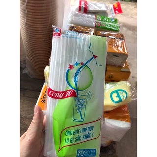 40 ống hút cong đầu màu trắng